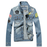 Solid Casual Slim fits Men's Denim Jacket Letter M-5XL Bomber Jacket High Quality Cowboy male Jean Jacket Coat