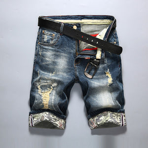 Hot Selling Summer Casual Thin Short Homme De Marque 2018 Korean Youth Mens Denim Shorts Elasticity Distressed Skinny Jeans Men