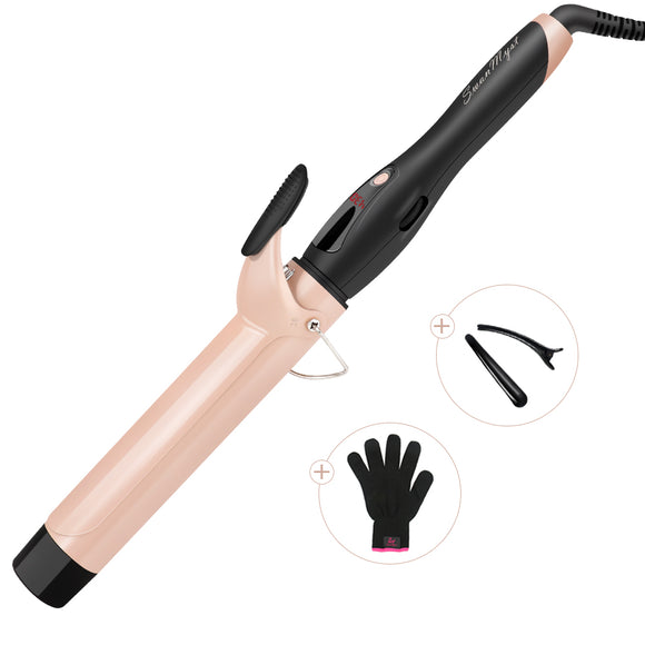 SwanMyst Curling Iron 1.5 Inch Ceramic Tourmaline Barrel, Hair Curling Wand with Anti-scald Insulated Tip, Heat Resistant Glove