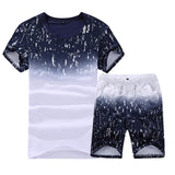 Uniqstore Mens Clothing Set Summer Beach Vacation Tracksuit Set Casual Solid Men Shorts Sets Top Short-Sleeved Shirt +Shorts 4XL