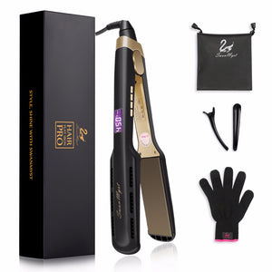SwanMyst Flat Iron 2 Inch Professional Hair Straightener with Nano Titanium Plates, Dual Voltage, Digital LCD Display
