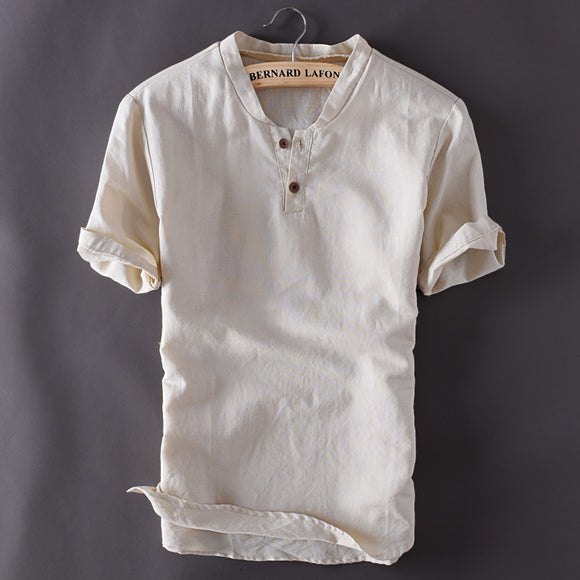 2018 Summer New Loose Cotton Linen T-shirt Men Short Sleeve Casual Vintage Camiseta De Los Hombres