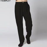 Ethnic Linen Pants Men Long Trousers Plus Size Chinese Kung Fu Men's Pants Black Linen Trousers Elastic Waist Casual Pants Men