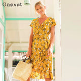 Gaovot Floral Printed Women Dresses Series Summer Ruffles V Neck Irregular Sexy Party Midi Dress Femme Tunic Beach Vestido C3005