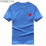 2018 Summer Cotton Tshirt Men And Women Couple Clothes Japanese Red Heart Embroidery Cdg Play T Shirt Men Tops Tee Shirt Homme