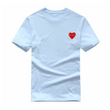 2018 Summer Cotton Tshirt Men And Women Couple Clothes Japanese Red Heart Embroidery Cdg Play T Shirt Men Tops Tee Shirt Homme