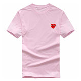 2018 Summer Cotton Tshirt Men And Women Couple Clothes Japanese Red Heart Embroidery Cdg Play T Shirt Men Tops Tee Shirt Homme