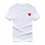 2018 Summer Cotton Tshirt Men And Women Couple Clothes Japanese Red Heart Embroidery Cdg Play T Shirt Men Tops Tee Shirt Homme