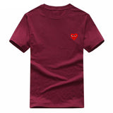 2018 Summer Cotton Tshirt Men And Women Couple Clothes Japanese Red Heart Embroidery Cdg Play T Shirt Men Tops Tee Shirt Homme