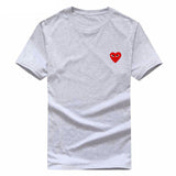 2018 Summer Cotton Tshirt Men And Women Couple Clothes Japanese Red Heart Embroidery Cdg Play T Shirt Men Tops Tee Shirt Homme