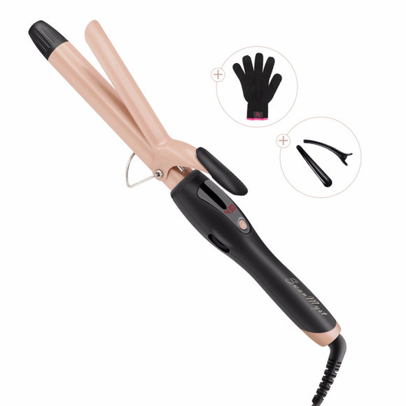 SwanMyst Curling Iron 1 Inch Ceramic Tourmaline Barrel, Hair Curling Wand with Anti-scald Insulated Tip, Heat Resistant Glove