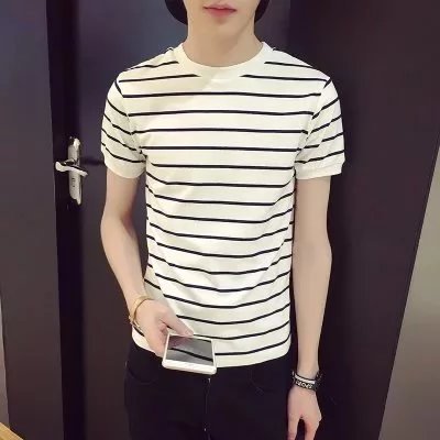2017 Summer Fashion The Latest Fashion Trend Youth Style Young Men's Striped Short-sleeved T-shirt Shop Main Wind SSS