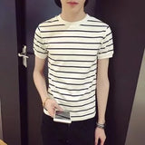 2017 Summer Fashion The Latest Fashion Trend Youth Style Young Men's Striped Short-sleeved T-shirt Shop Main Wind SSS
