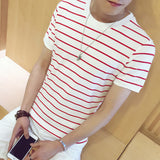 2017 Summer Fashion The Latest Fashion Trend Youth Style Young Men's Striped Short-sleeved T-shirt Shop Main Wind SSS