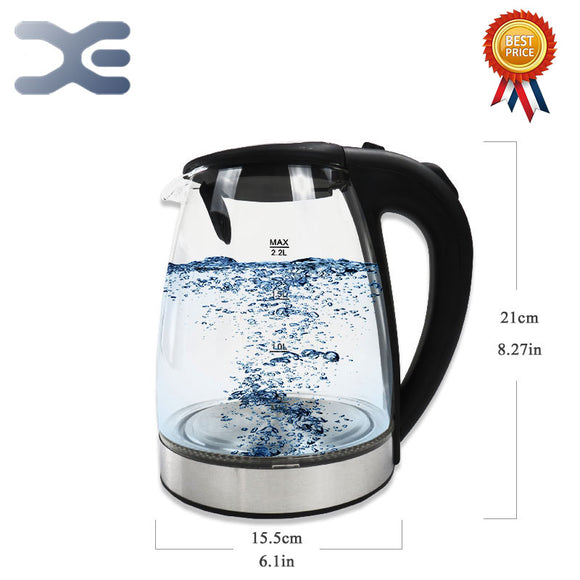 Electric Kettle 2.2L 1500W Glass Teapot Electric Kettles Stainless Steel Teapot Heat Pot Thermos Water Boiler