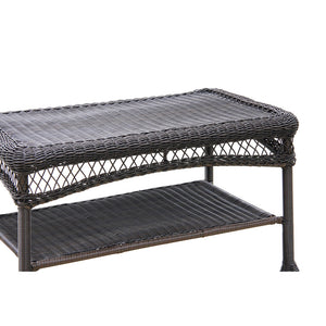 Jeco Espresso Wicker Patio Furniture Coffee Table